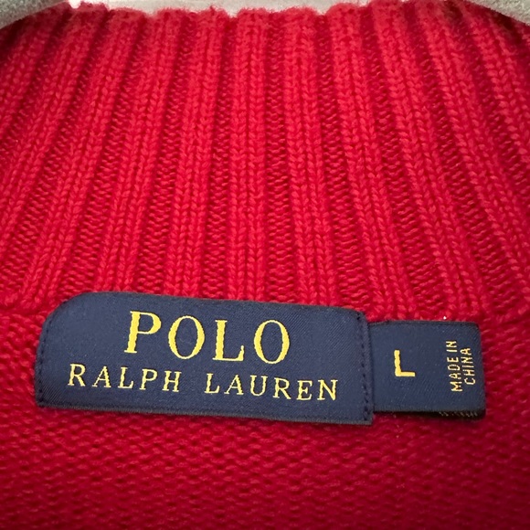 🌟🌟 RALPH LAUREN POLO 3/4 ZIP SWEATER. PREOWNED CONDITION. LARGE - Picture 2 of 4